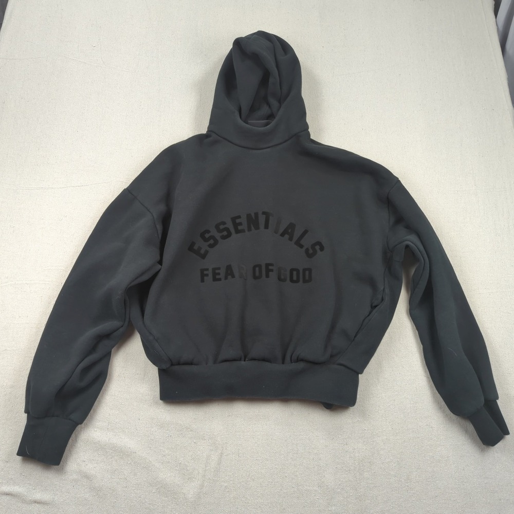 Fear of God Essentials Black Cropped Hoodie